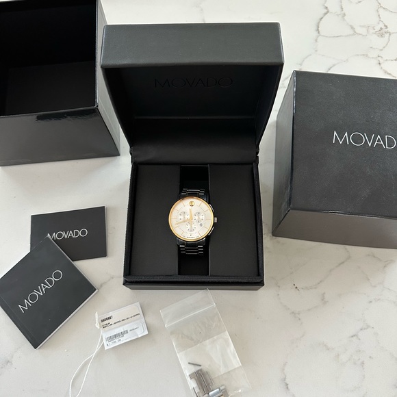 Movado two-tone watch unisex with box and tags - Picture 4 of 6